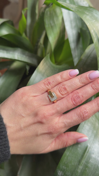 Bague Cubique - Or Jaune 750 & Diamants