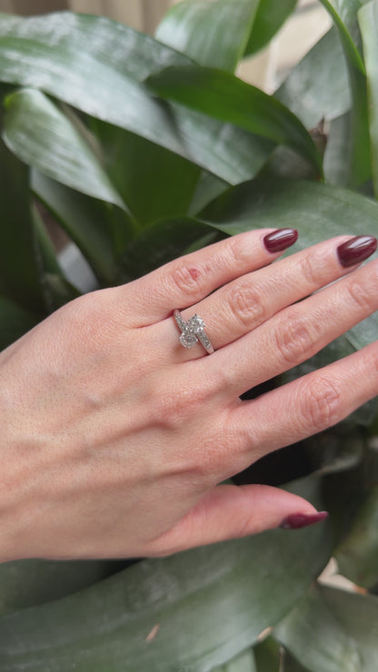 Bague Solitaire Vintage Toi & Moi - Or Blanc 750 & Diamants