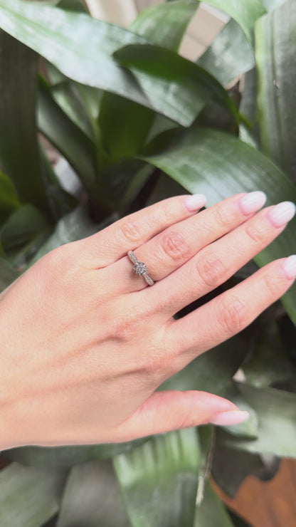 Bague Solitaire Vintage - Or Blanc 750 & Diamants