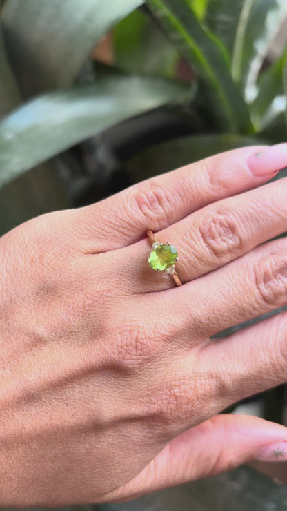 Bague Trilogie - Or Jaune 750 Péridot & Diamants