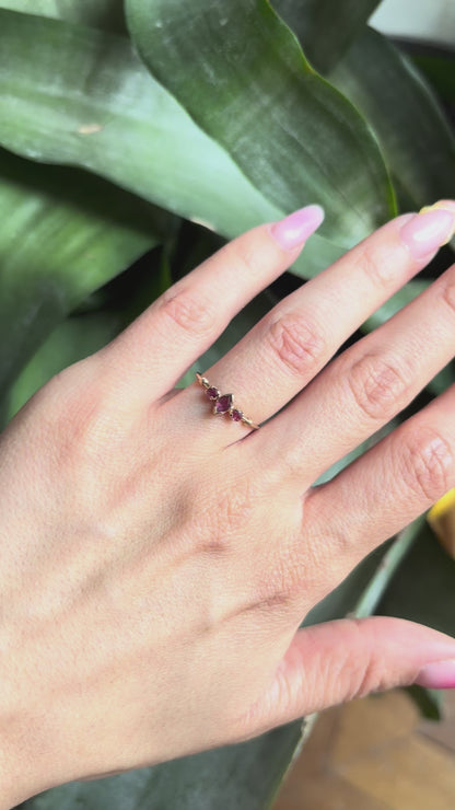 Bague Vintage Trilogie - Or Jaune 750 & Tourmalines