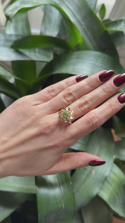 Bague Marguerite - Or Jaune 750 Émeraude & Diamants