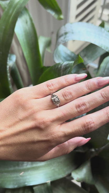 Bague Tank Vintage Art Déco - Or Blanc 750 & Diamant