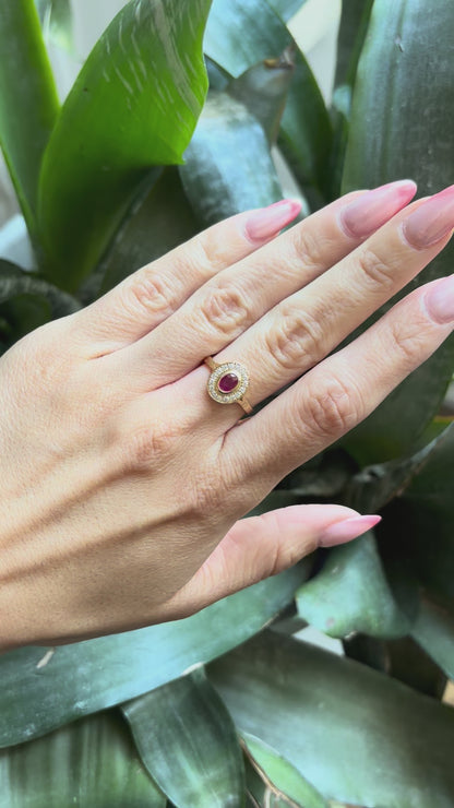 Bague Marguerite - Or Jaune 750 Rubis & Diamants