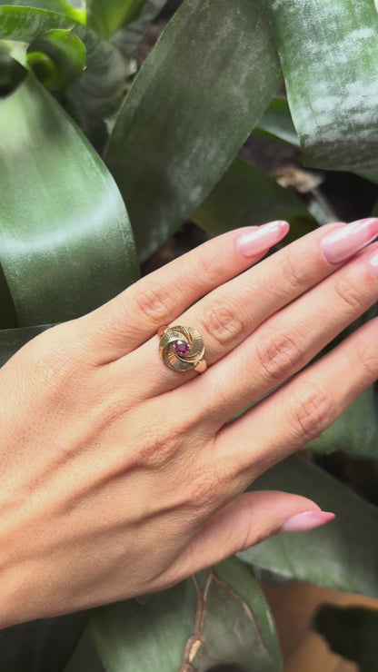 Bague Tourbillon Vintage - Or Jaune 750 & Rubis