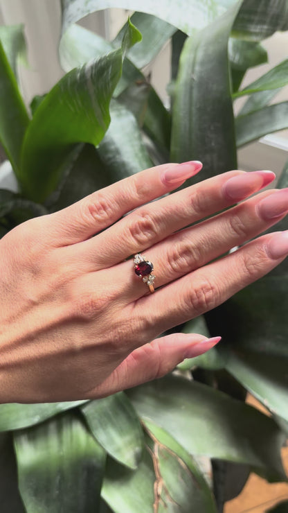 Nausicaä Ring - 750 Yellow Gold Garnet &amp; Diamonds