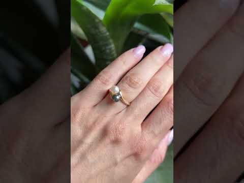 Bague Toi & Moi - Or Jaune 750 & Perles