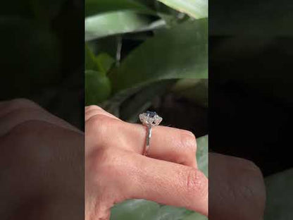 Bague Marguerite Vintage - Or Blanc 750 Saphir & Diamants
