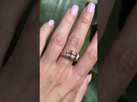 Bague Jonc Art Déco - Or Jaune 750 & Rubis