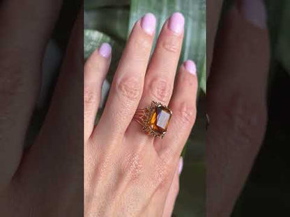 Bague Cocktail Vintage - Or Jaune 750 & Citrine