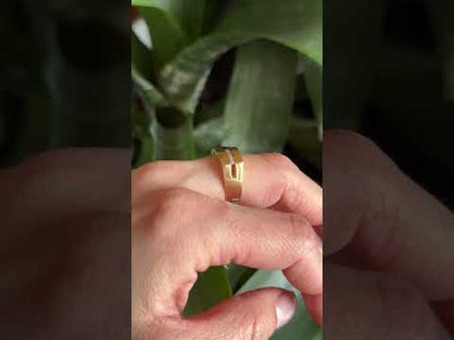 Bague Jonc - Or Jaune 750 Saphir & Diamants