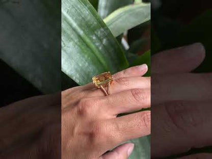 Bague Cocktail Vintage - Or Jaune 750 & Citrine