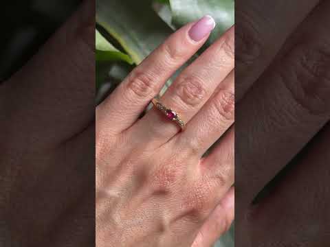Bague Solitaire - Or Jaune 750 Rubis & Diamants