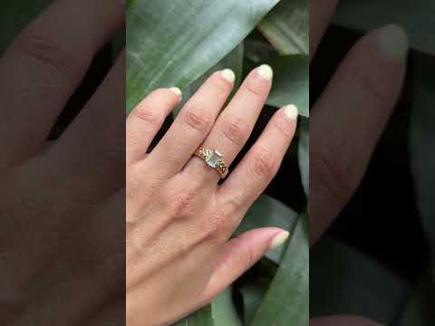 Bague Florale - Or Jaune 750 & Aigue-Marine