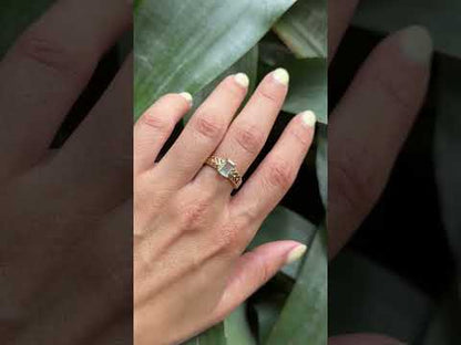 Bague Florale - Or Jaune 750 & Aigue-Marine