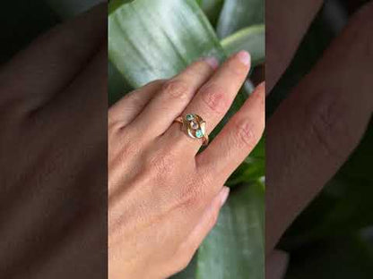 Bague Vintage - Or Jaune 750 Émeraudes & Diamant