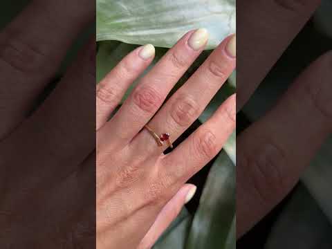 Bague Solitaire - Or Jaune 750 & Grenat