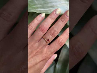 Bague Solitaire - Or Jaune 750 & Grenat