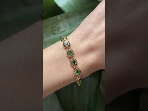 Drops Bracelet - 750 Yellow Gold Sapphires & Emeralds