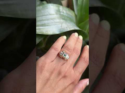 Bague Tank Vintage - Or Jaune 750 & Émeraude