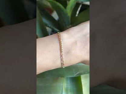 Bracelet Maille Alternée Bicolore - Or Jaune/Blanc 750
