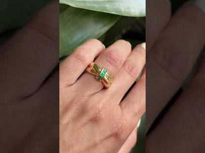 Bague Jonc Noeud - Or Jaune 750 & Émeraudes