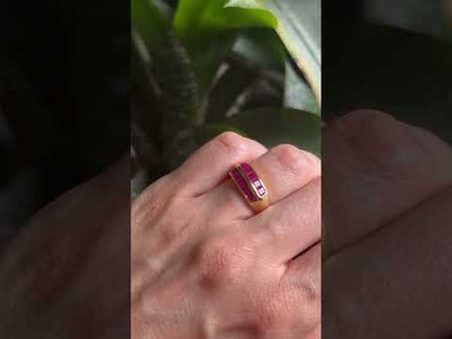 Bague Jonc - Or Jaune 750 & Rubis