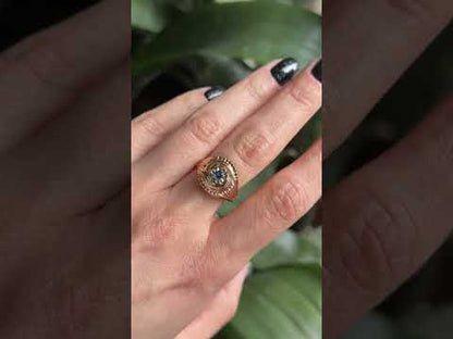 Bague Vintage Tourbillon - Or Jaune 750 & Saphir