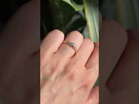 Bague Solitaire - Or Jaune 750 Saphir & Diamants
