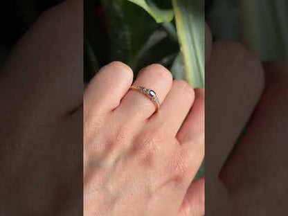 Bague Solitaire - Or Jaune 750 Saphir & Diamants