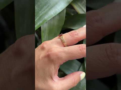 Bague Florale - Or Jaune 750 & Grenat