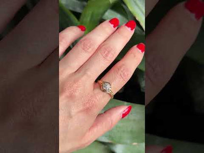 Bague Florale Vintage - Or Jaune 750 & Diamants