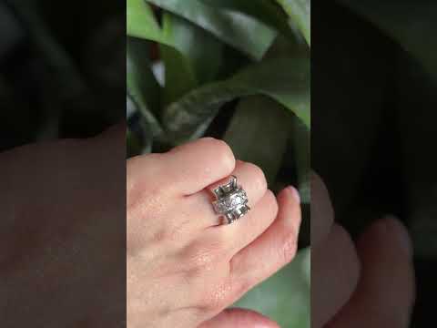 Bague Tank Art Déco - Or Blanc 750 & Diamants