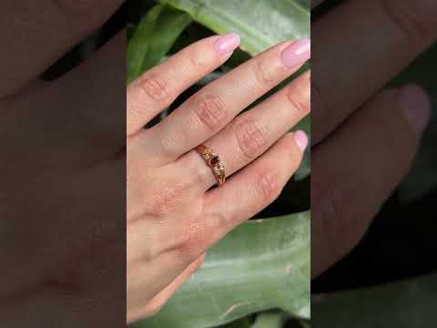 Bague Maille - Or Jaune 750 Grenat & Diamants