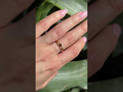 Bague Maille - Or Jaune 750 Grenat & Diamants