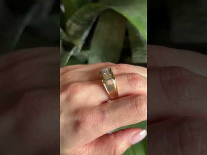 Bague Tank Art Déco - Or Jaune 750 & Diamants