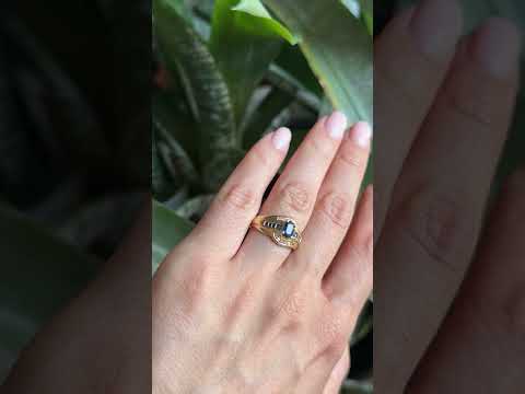 Bague Jonc - Or Jaune 750 Saphirs & Diamants