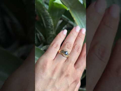 Bague Jonc - Or Jaune 750 Saphirs & Diamants