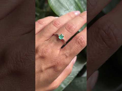 Bague Trilogie - Or Blanc 750 Émeraude & Diamants
