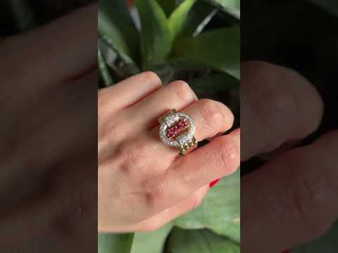 Bague Vintage Art Déco - Or Jaune 750 Rubis & Diamants