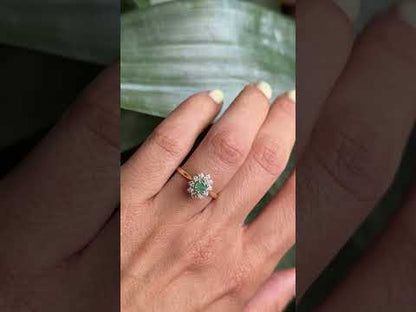 Bague Marguerite - Or Jaune 750 Émeraude & Diamants