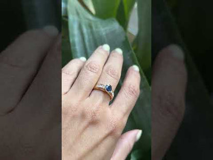Bague Jonc - Or Jaune 750 Saphir & Diamants