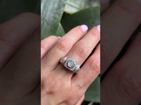 Bague Tank Art Déco - Or Blanc 750 & Diamants