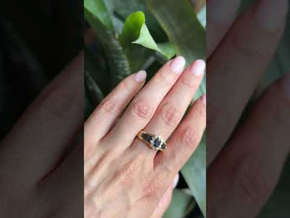 Bague Jonc Marguerite - Or Jaune 750 Saphir & Diamants