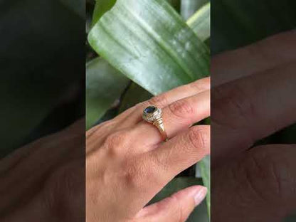 Bague Marguerite Vintage - Or Jaune 750 Saphir & Diamants