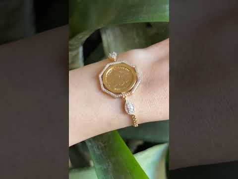Coin Bracelet - 750 Yellow Gold &amp; 10 Francs Napoleon Coin