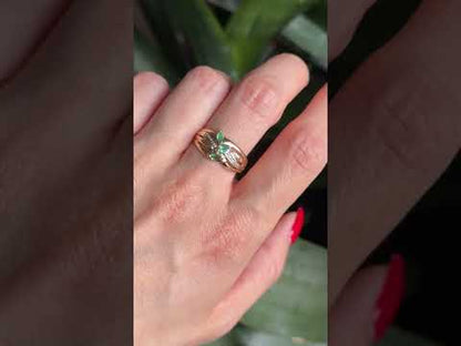 Trilogy Ring - 750 Yellow Gold & Emeralds