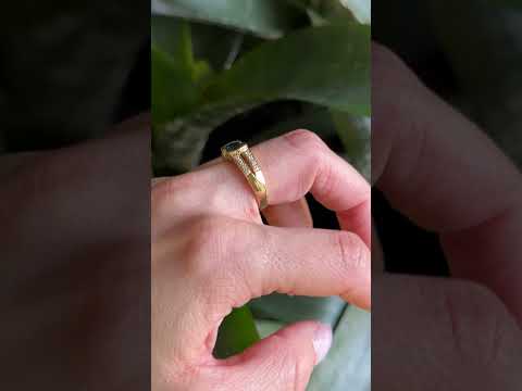 Bague Jonc - Or Jaune 750 Saphir & Diamants