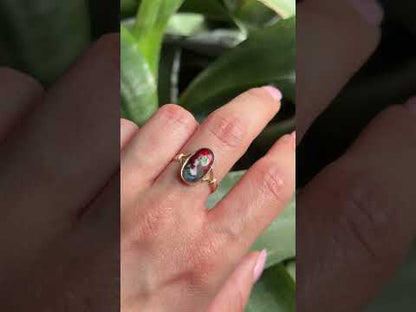 Bague Vintage Limoges - Or Jaune 750 & Émail