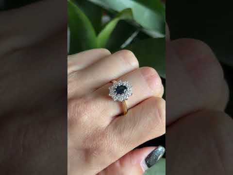 Marguerite Ring - 750 Yellow Gold Sapphire &amp; Diamonds